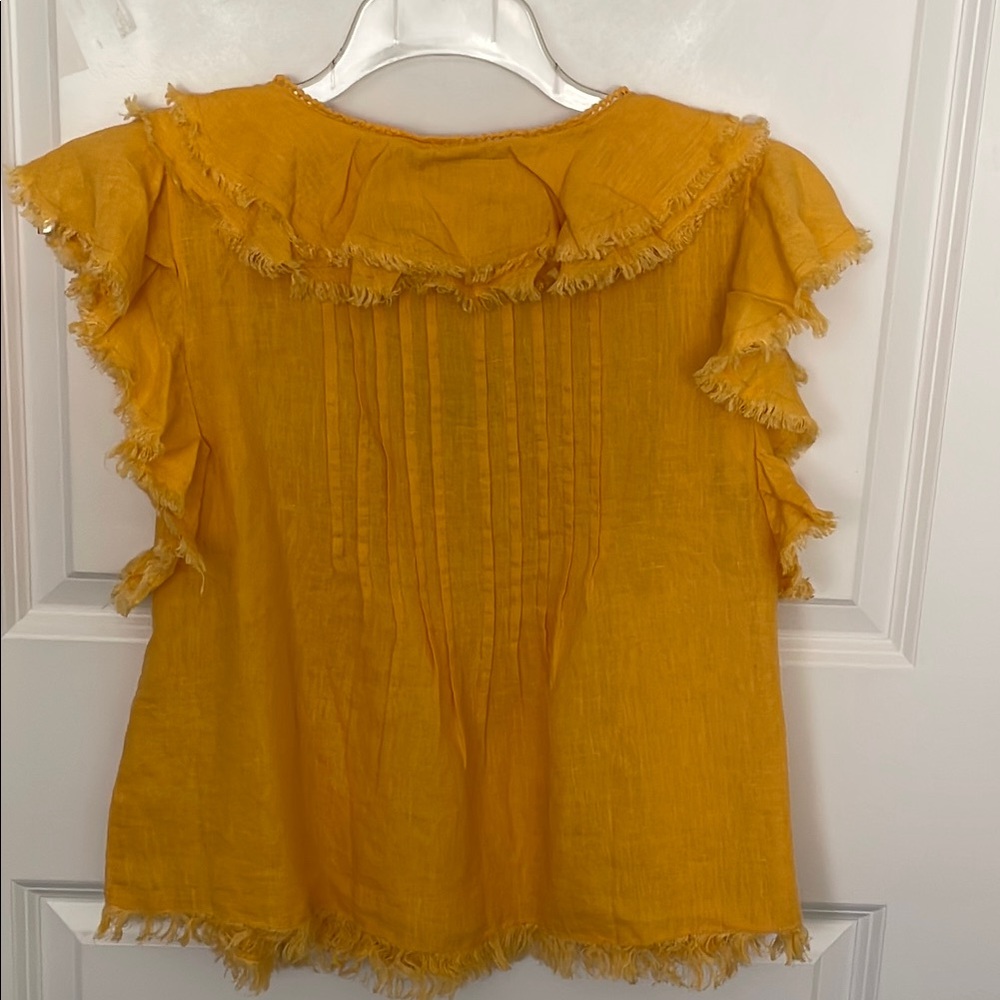 Faherty Yellow Ruffle Blouse - Picture 5 of 7